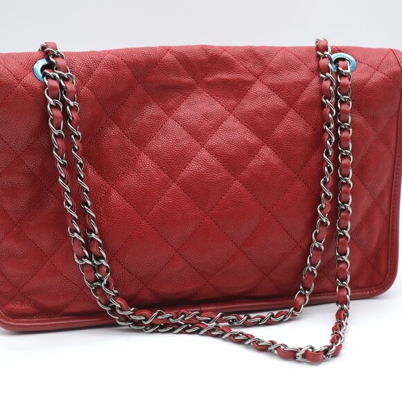 Chanel Red Caviar Leather Medium French Riviera Flap Bag - Picture 3 of 12